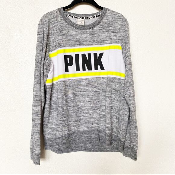PINK Victoria's Secret Tops - PINK Victoria’s Secret Logo Marled Sweatshirt Size Medium